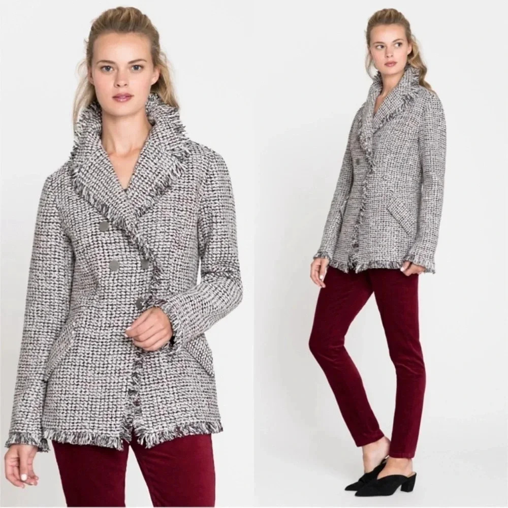 NIC+ZOE Up to Date Tweed Multicolor Collared Sweater Jacket Twee Neutral NWOT